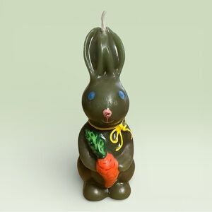 Vintage Bunny Rabbit Holiday Candle Holding a Carrot
